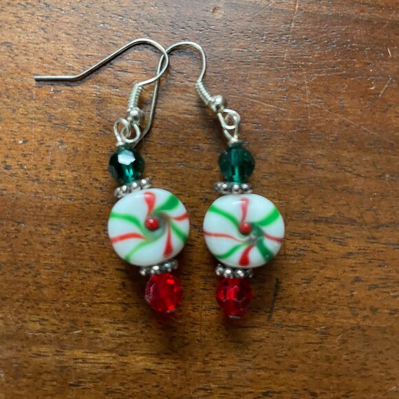 Bundle 3 for $12. Glass Christmas Candy Earrings - Picture 1 of 2